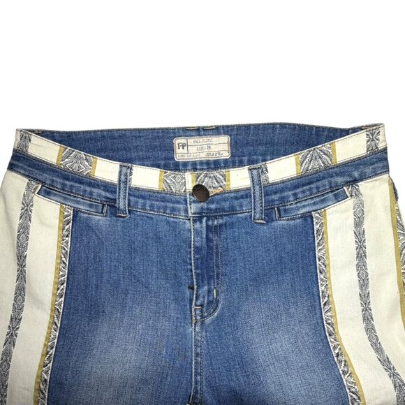 FREE PEOPLE ULTRA RARE Danica Patchwork Stripe Flare Jeans - Picture 5 of 9